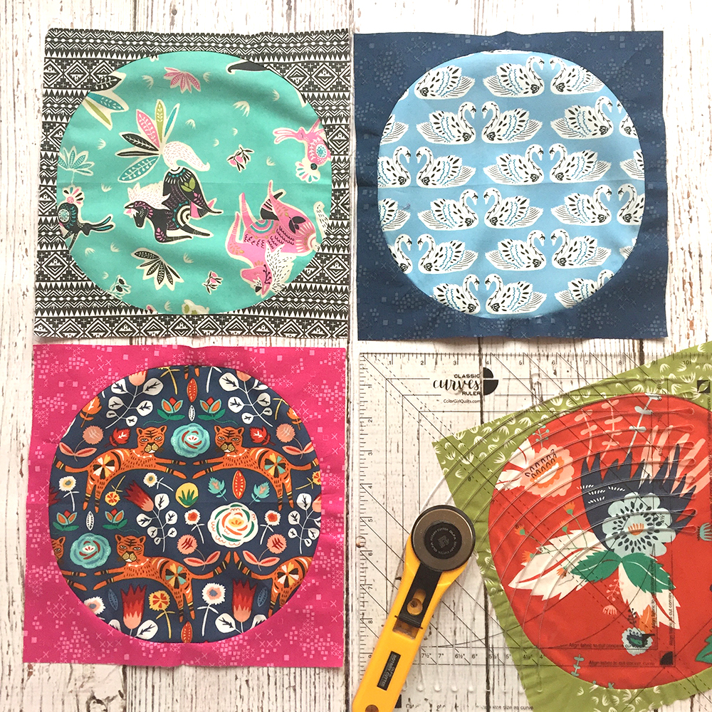 Tallinn fabrics pieced circle quilt blocks. tutorial by Color Girl Quilts