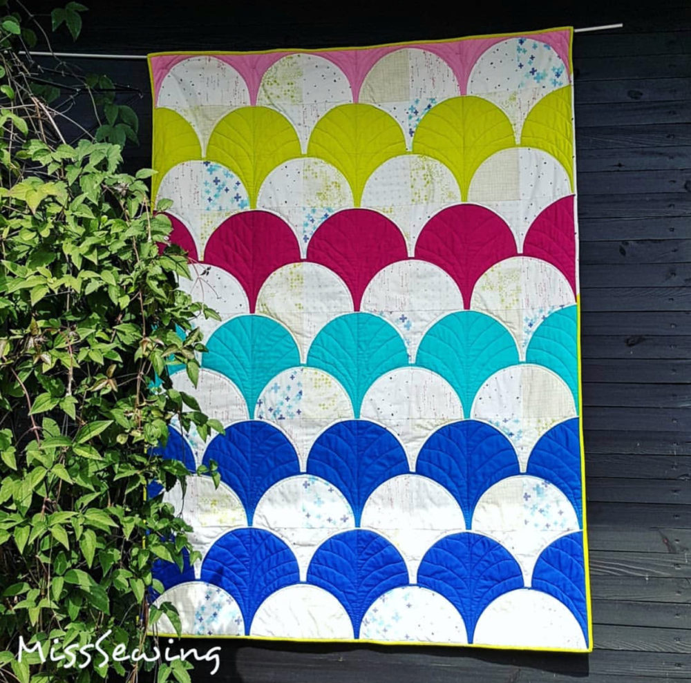 Mermaid quilt. Pattern sold by Color Girl Quilts for the Classic Curves Ruler