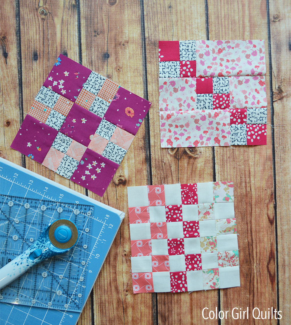 Super simple sample quilt blocks, free tutorials by Color girl Quilts