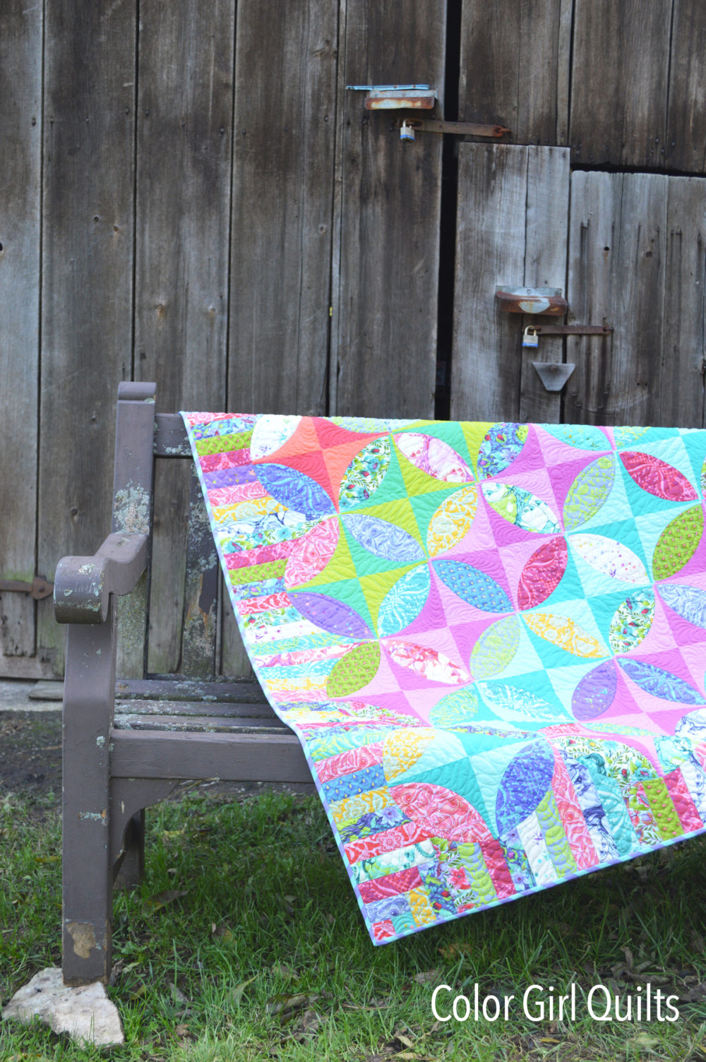 Radiance quilt pattern made in Tula Pink Pinkerville fabric, by Color Girl Quilts