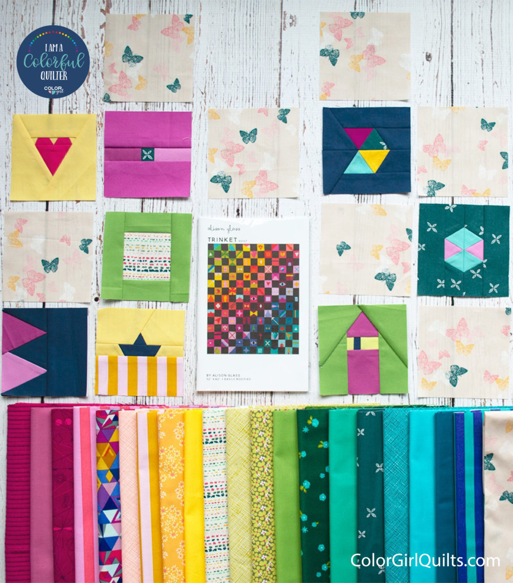 Trinket quilt pattern and fabric kit sold by Color Girl Quilts