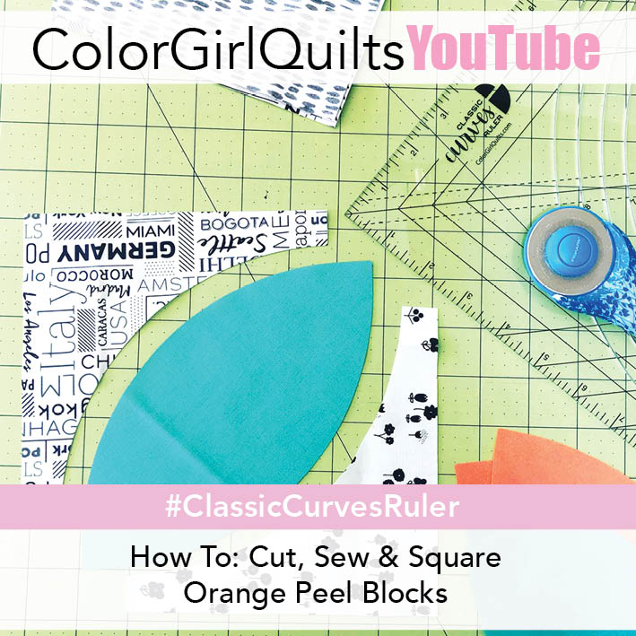 video tutorial on cutting and piecing orange peel quilt blocks by Color Girl Quilts