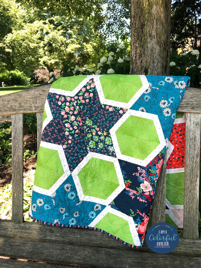 Magic Star hexagon Quilt with Everlasting Fabric by Color Girl Quilts