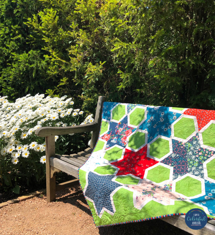 Magic Star hexagon Quilt with Everlasting Fabric by Color Girl Quilts