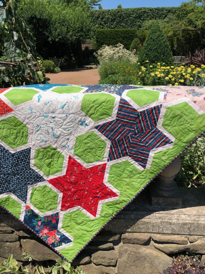 Magic Star hexagon Quilt with Everlasting Fabric by Color Girl Quilts