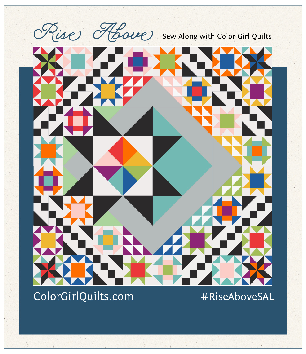 Rise above quilt along with Color Girl Quilts, virtual quilting workshop on video