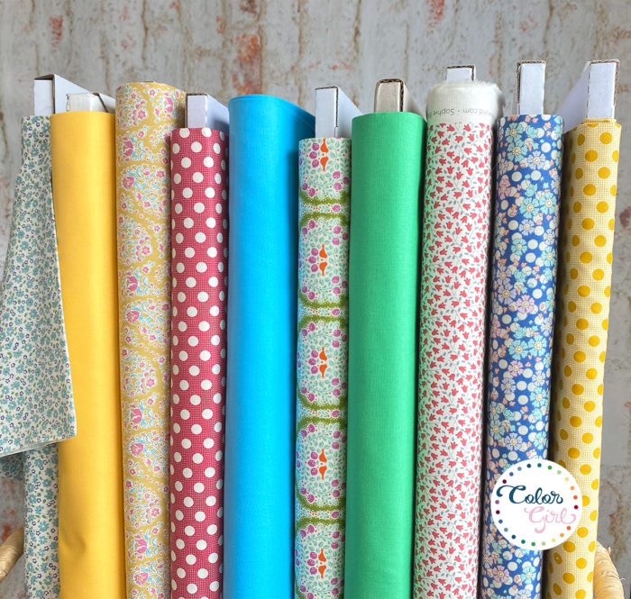 Kona cotton color of the year horizon with coordinating fabrics by color girl quilts