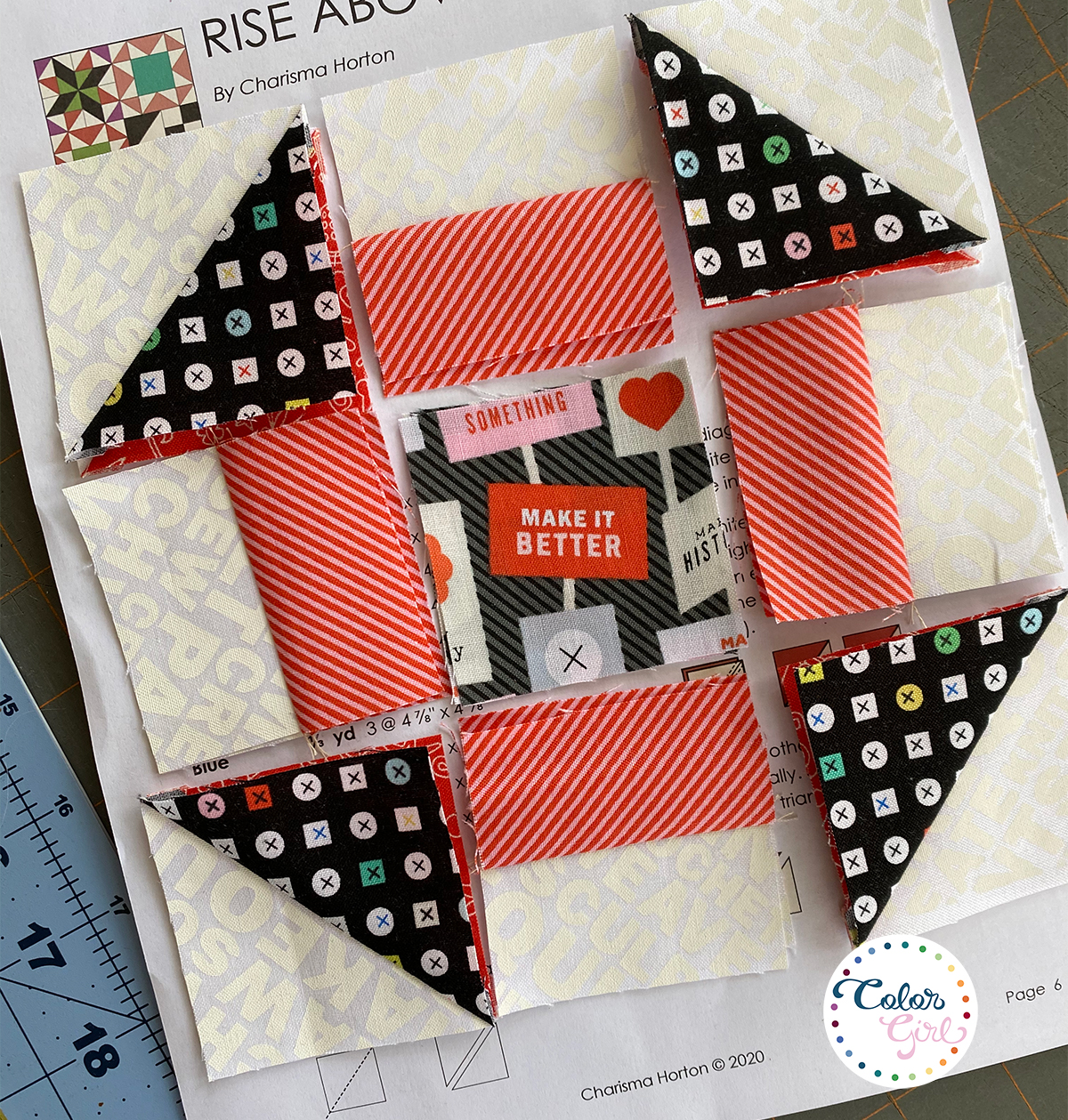 Rise above quilt pattern sew along video quilting workshop with color girl quilts