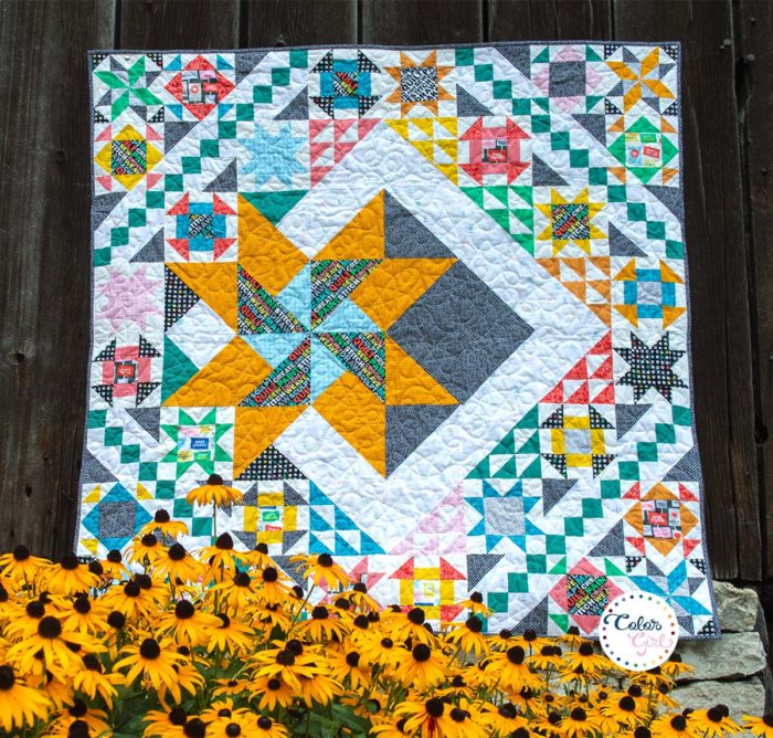 rise above quilt pattern, finished quilt, quilt along, video quilting workshop by Color girl quilts
