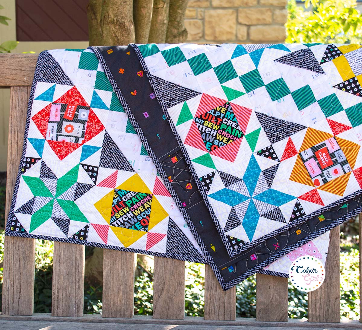 rise above quilt pattern, finished quilt, quilt along, video quilting workshop by Color girl quilts