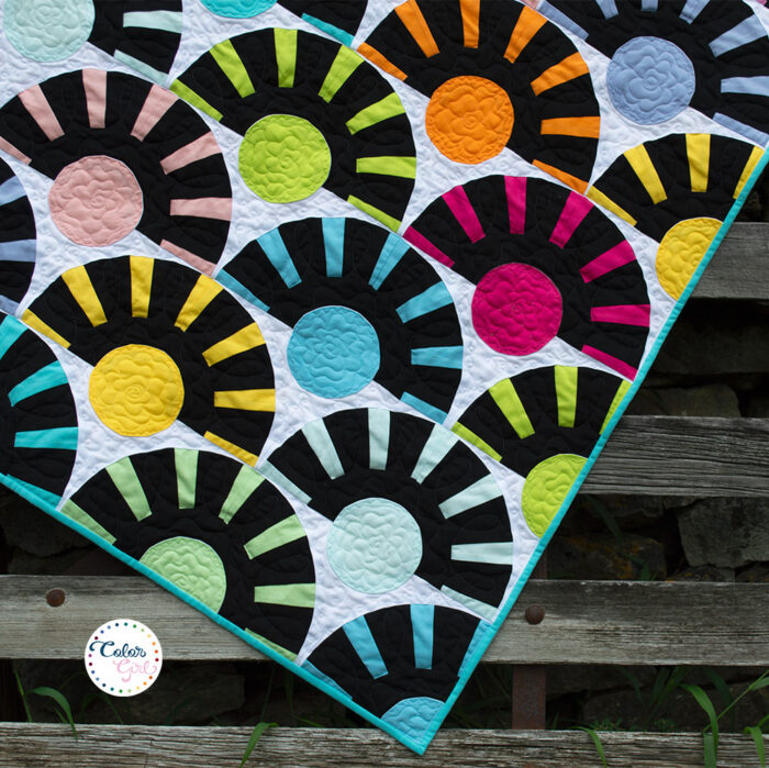 Sunbeam quilt pattern with curved piecing by Color Girl Quilts